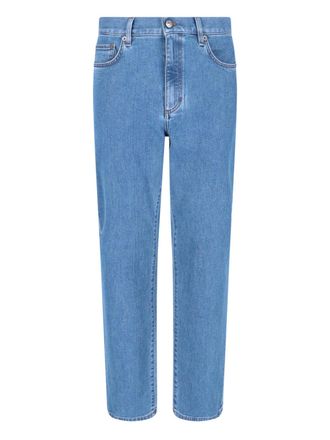 Ermenegildo Zegna Blue High-Waist Cotton Denim Straight Jeans