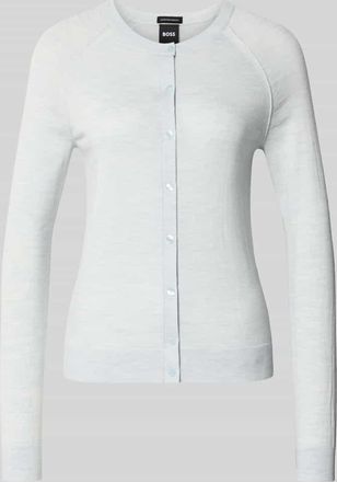 HUGO BOSS Shaped Fit Sweatjacke aus reiner Schurwolle Modell Fonami in Hellblau, Gr&ouml;&szlig;e XXL