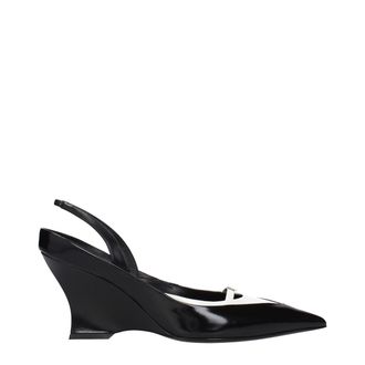 Givenchy Black Leather Wedge Womens Sandals