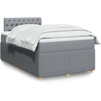 vidaXL Vidaxl - Cama Box Spring Con Colch&oacute;n Tela Gris Claro 120x200 Cm