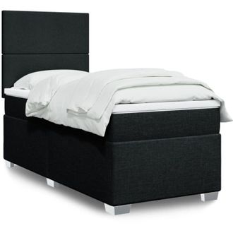 vidaXL Cama Box Spring Con Colch&oacute;n Tela Negro 80x200 Cm Vidaxl