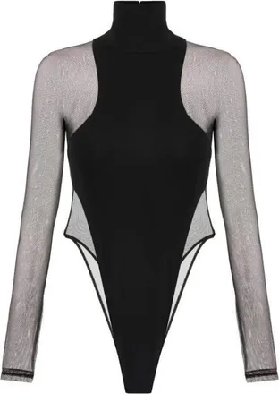Elisabetta Franchi Tops, Dames, Zwart, XS, Tule, Turtleneck Bodysuit