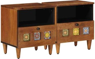 vidaXL Bedside Cabinet 2 pcs Brown 40 x 33 x 46 cm Solid Mango Wood vidaXL