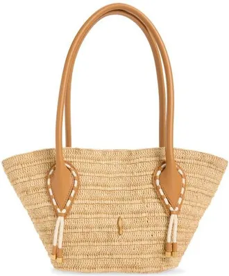 Christian Louboutin Mini Woven Raffia Basket Tote in 6370 Natural/cuoio at Nordstrom
