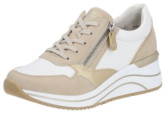 Remonte Keilsneaker REMONTE, Damen, Gr. 39, beige (beige, kombiniert), Lederimitat, Schuhe Keilsneaker, Freizeitschuh, Halbschuh, Schn&uuml;rschuh, vegane Verarbei