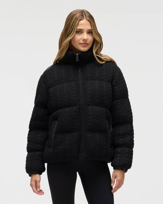 NVLT Womens Sweater Knit Puffer Jacket