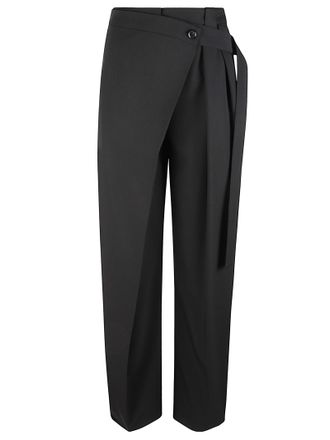 Pinko Pesce Asymmetrical Wrap Straight-Leg Pants