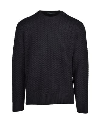 Zanone Zanone Cable Knit Crew Neck Sweater - Black