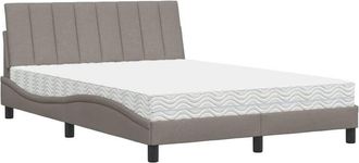 vidaXL Vidaxl - Cama Con Colch&oacute;n Tela Gris Taupe 140x200 Cm