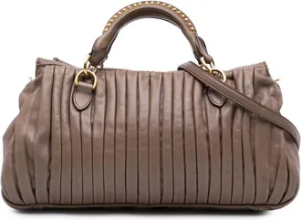Miu Miu Pre-owned Miu Miu Nappa Bosco Pleated Satchel Ladies D211COB08JSNB2BH