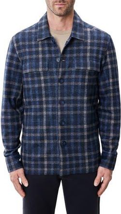 Robert Barakett Emory Plaid Knit Flannel Button-Up Shirt Jacket in Denim at Nordstrom Rack, Size Xx-Large