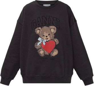 Ganni Bedrukte sweatshirt met glinsterende pailletten - Dames - Sweatshirts - Grijs - L - Pailletten - Hoodies & sweatvesten