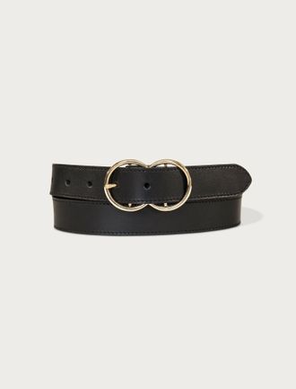 Lucky Brand Leather Belt With Double Ring Buckle