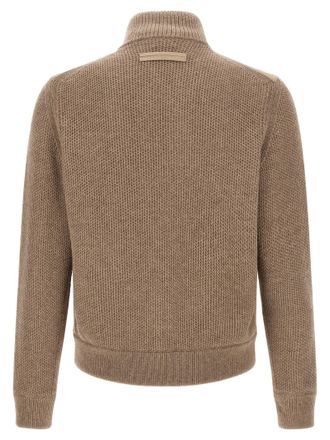 Ermenegildo Zegna Suede Panel Cardigan - Beige