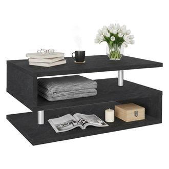 Dmora Mesa De Centro Goffredo, Mesita De Sal&oacute;n, Mueble Bajo, Mesa De Centro, 90x55h41 Cm, Pizarra, Con Embalaje Reforzado - Dmora