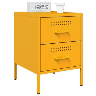 Berkfield Home Durable Bedside Cabinets 2 pcs Mustard Yellow 36x39x50.5 cm Steel