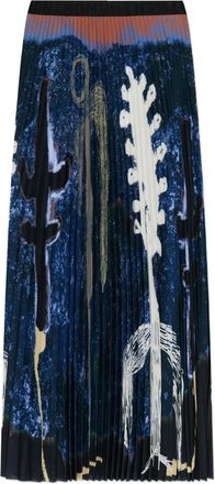 Munthe Taulla maxi-rok met plooien en print - Blauw