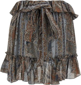 Saint Laurent Ruffled Silk Mini Skirt - bronze