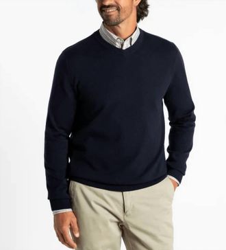 Duck Head Buckley V-Neck Sweater In Navy