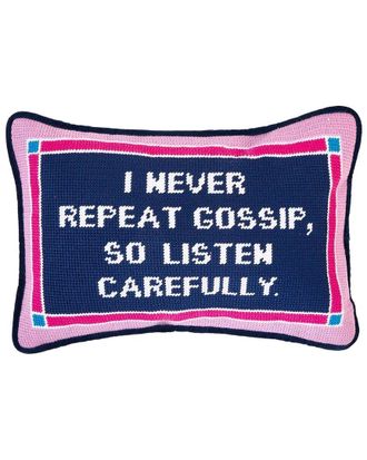 Two's Company I Never Repeat Gossip 8X12 Needlepoint Pillow