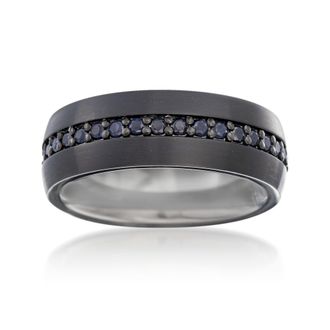 Ross-Simons Mens Black Sapphire Eternity Wedding Ring in Tungsten Carbide