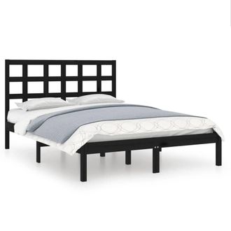 Berkfield Home Bed Frame Black Solid Wood 140x190 cm