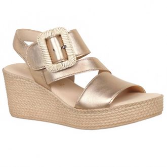 Gabor Womens Wedge Sandal In Champagne Metallic