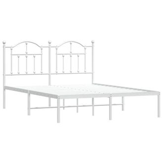 Berkfield Home Metal Bed Frame with Headboard White 140x190 cm