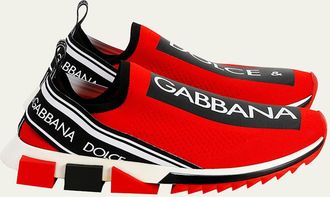 Dolce & Gabbana Mens Sorrento Logo-Stripe Sock Sneakers