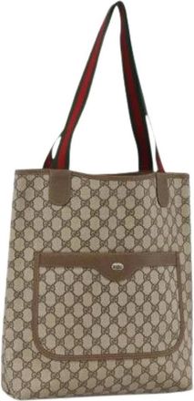 Gucci Pre-owned Tote Bags, female, Beige, Size: ONE SIZE Pre-owned Vintage GG Canvas Tote