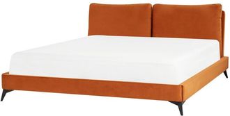 Beliani Letto imbottito moderno in velluto arancione 180 x 200 cm Melle
