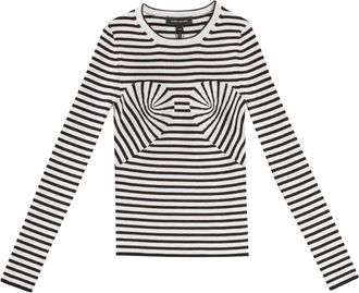 Marc Jacobs Gestreepte Gebreide Crewneck Trui - Dames - Ronde hals truien - Veelkleurig - XL - Truien & Vesten