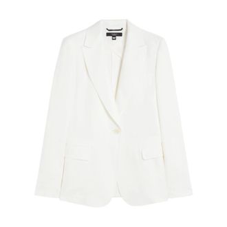 Max Mara Blazers, female, White, Size: 2XS Linen Blazer with Notched Lapel