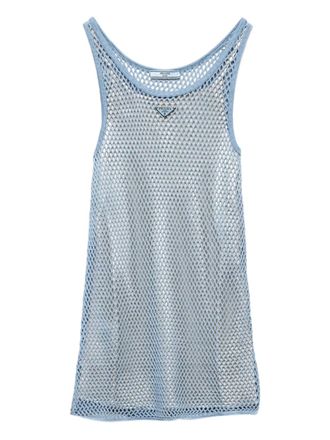 Prada mesh tank dress - women - Cotton - 40 - Blue