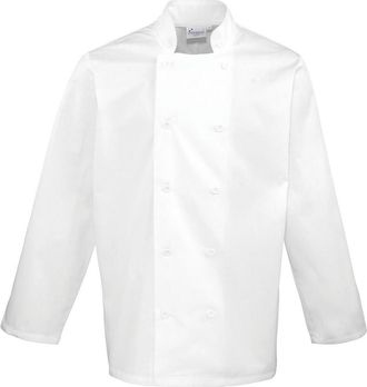 Premier Heren koksjas met lange mouwen (Wit)