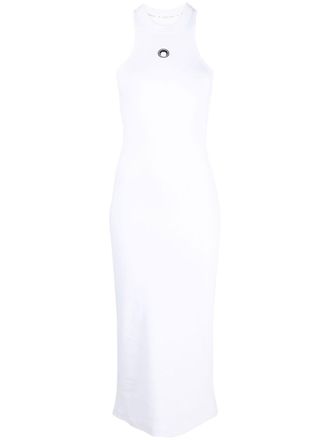 Marine Serre logo-print sleeveless dress - women - Organic Cotton/Recycled Viscose - L - White