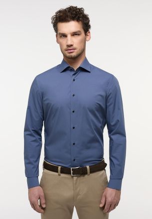 Eterna Langarmhemd ETERNA SLIM FIT, Herren, Gr. 42, Normalgr&ouml;ssen, blau (rauchblau), Popeline, 100% Baumwolle, schmal, Manschette, Hemden Langarmhemd, NON IR