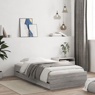Berkfield Home Bed Frame with Drawers without Mattress Grey Sonoma 100x200 cm