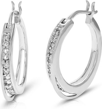 Vir Jewels 1/10 cttw Lab Grown Diamond Hoops Earrings in Sterling Silver With Push Backs For Women