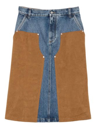 Stella McCartney panelled midi skirt - women - Polyamide/Cotton - L - Blue