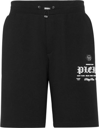 Philipp Plein logo-embossed track shorts - men - Cotton/Polyester - S - Black