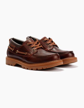 CAT Mens Caterpillar Colorado Boat Lo Leather Mens Dark Russet Lace-Up Shoes - Brown - Size: 10