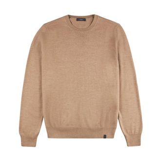 Fay Round-neck Knitwear, male, Brown, Size: 2XL Maglia Pull Girocollo in Lana