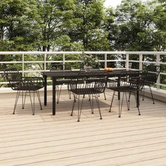 vidaXL Juego De Comedor De Jard&iacute;n 7 Piezas Rat&aacute;n Sint&eacute;tico Negro Vidaxl