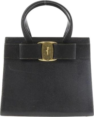 Ferragamo Pre-owned Handbags, female, Black, Size: ONE SIZE Pre-owned Leather Handbag