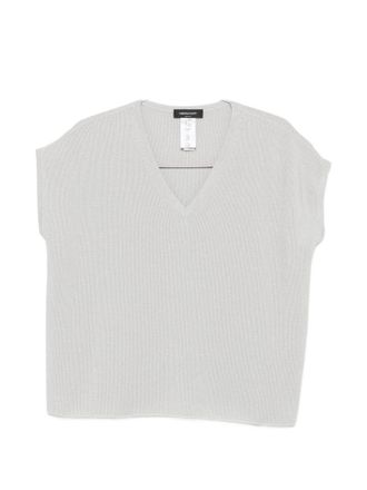 Fabiana Filippi Womens V-Neck Short Sleeves Knitted Construction Cotton V-Necked Top