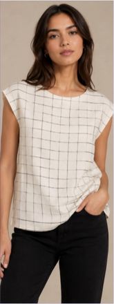 Drew Gemma Check Top In Ivory
