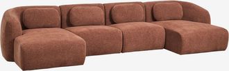 Sklum Sof&aacute; Modular Con Doble Chaise Longue De 4 Piezas En Chenilla Coquette Sklum