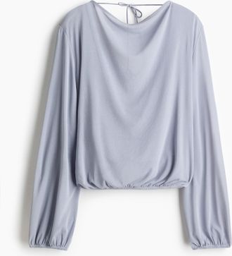 H&M Shirt mit Wasserfallausschnitt im R&uuml;cken - Grau