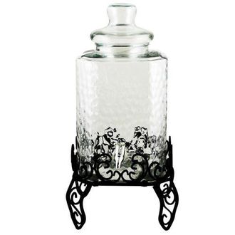 Gibson Home Moreauville 3 Piece 2.25 Gallon Square Embossed Glass Beverage Dispenser with Wire Stand in Clear at Nordstrom